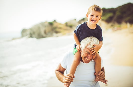 Family members on beach
